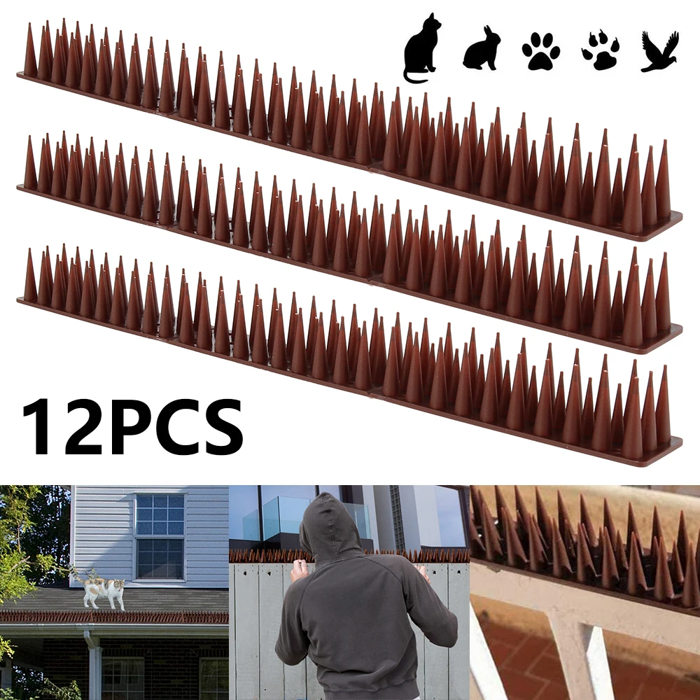 12pcs Fence Wall Spikes Bird Deterrent Spikes Plastic Anti Climb Cat