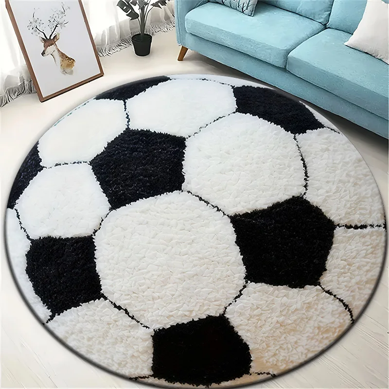 VIKAMA Kreativer Fußball-Teppich: Rutschfester, Geräuschreduzierender Teppich für Nachttisch, Wohnzimmer und Sofa - Wohnmöbel-Accessoire – Detail 3