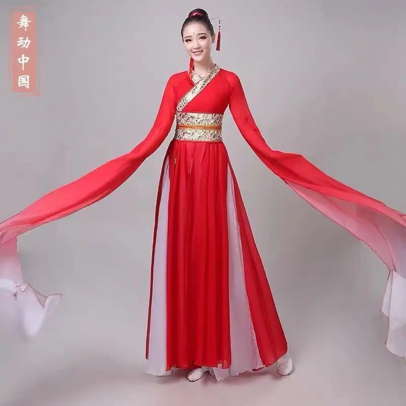 Traditional Chinese Folk Dance Classical Water Sleeve Dance Clothes Jinghong Hanfu Stage Suit Performance Clothing Costume Women