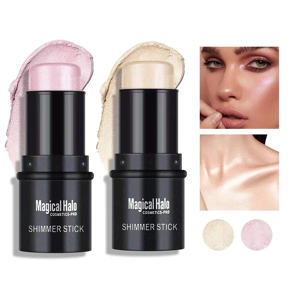 2pcs Highlighter Stick Makeup Face Contour Bronzer Shimmer Concealer Stick Glitter Modify Face Contour Illuminate Makeup Tools face highlighter,face bronzer,facial contour stick