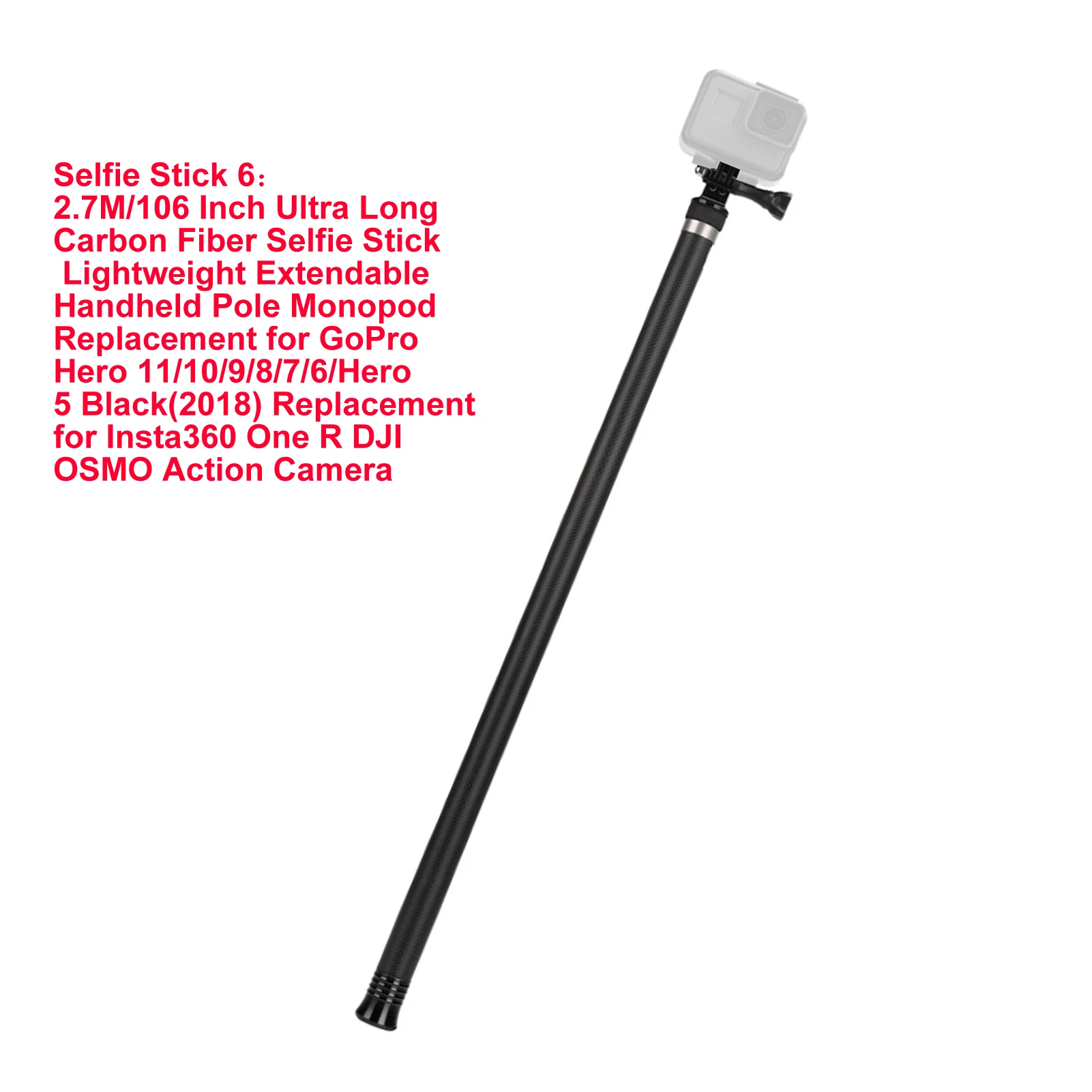 Invisible Selfie Stick 1/4 Inch Screw 23.5cm-120cm Adjustable Length for  Insta360 ONE X/ ONE/ EVO/ONE R/ ONE X2 Camera 