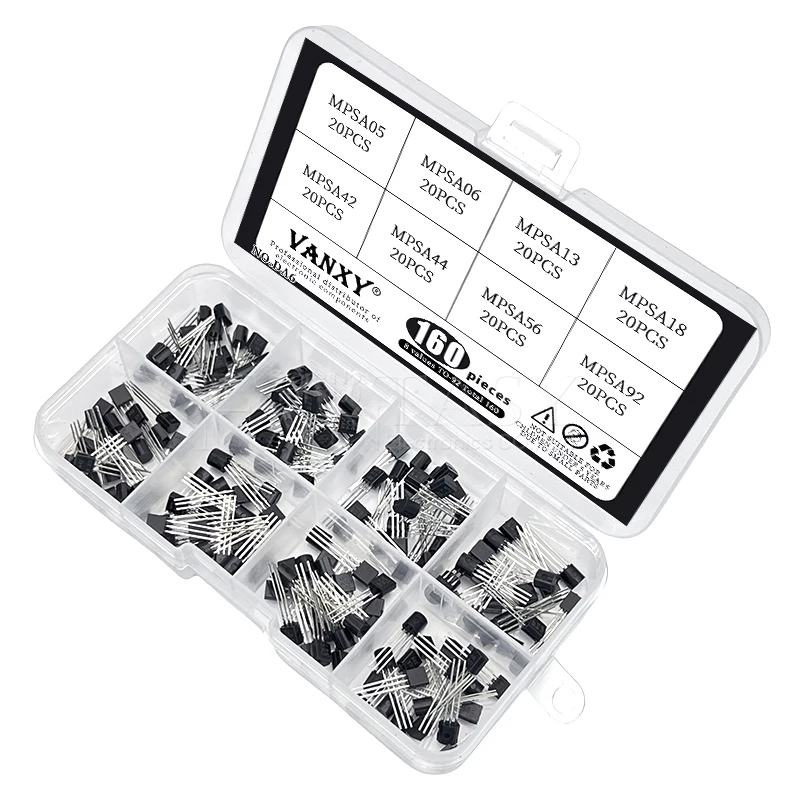 Transistors Kit 8 values TO-92 BJT Transistor mpsa05-mpsa92