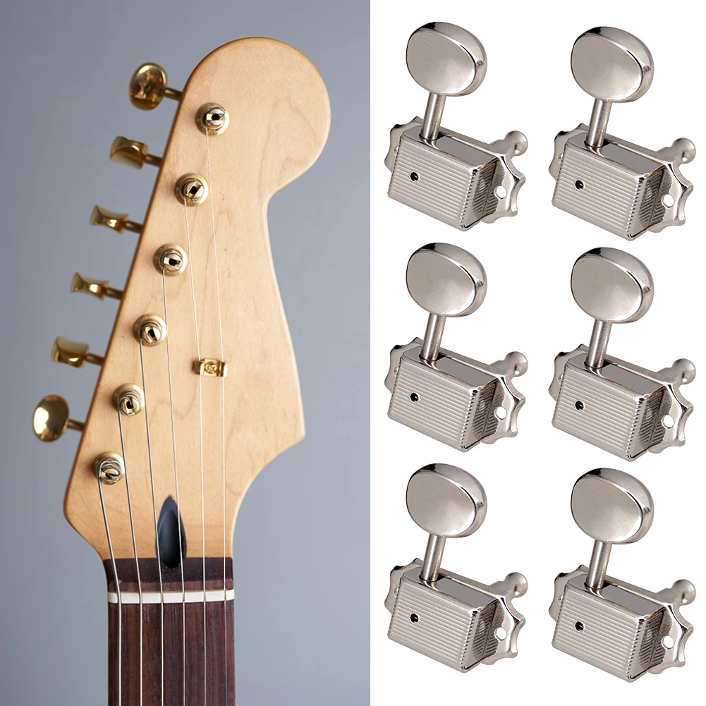 6pcs6RInLineChromeVintageStyleElectricGuitarStringTuningPegs