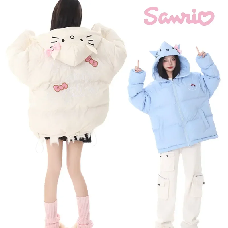 

Sanrio Hello Kitty Autumn and Winter Fashion Cotton Jacket Cute Cartoon Padded and Thickened Hooded Jacket Simple Sweet Parkas