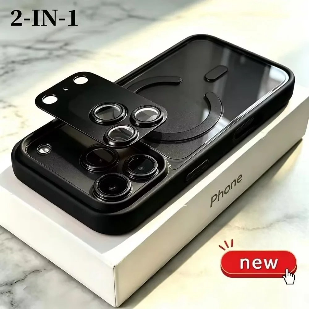 Luxury Clear Magnetic Phone Case Set with Matte Camera Lens Protection