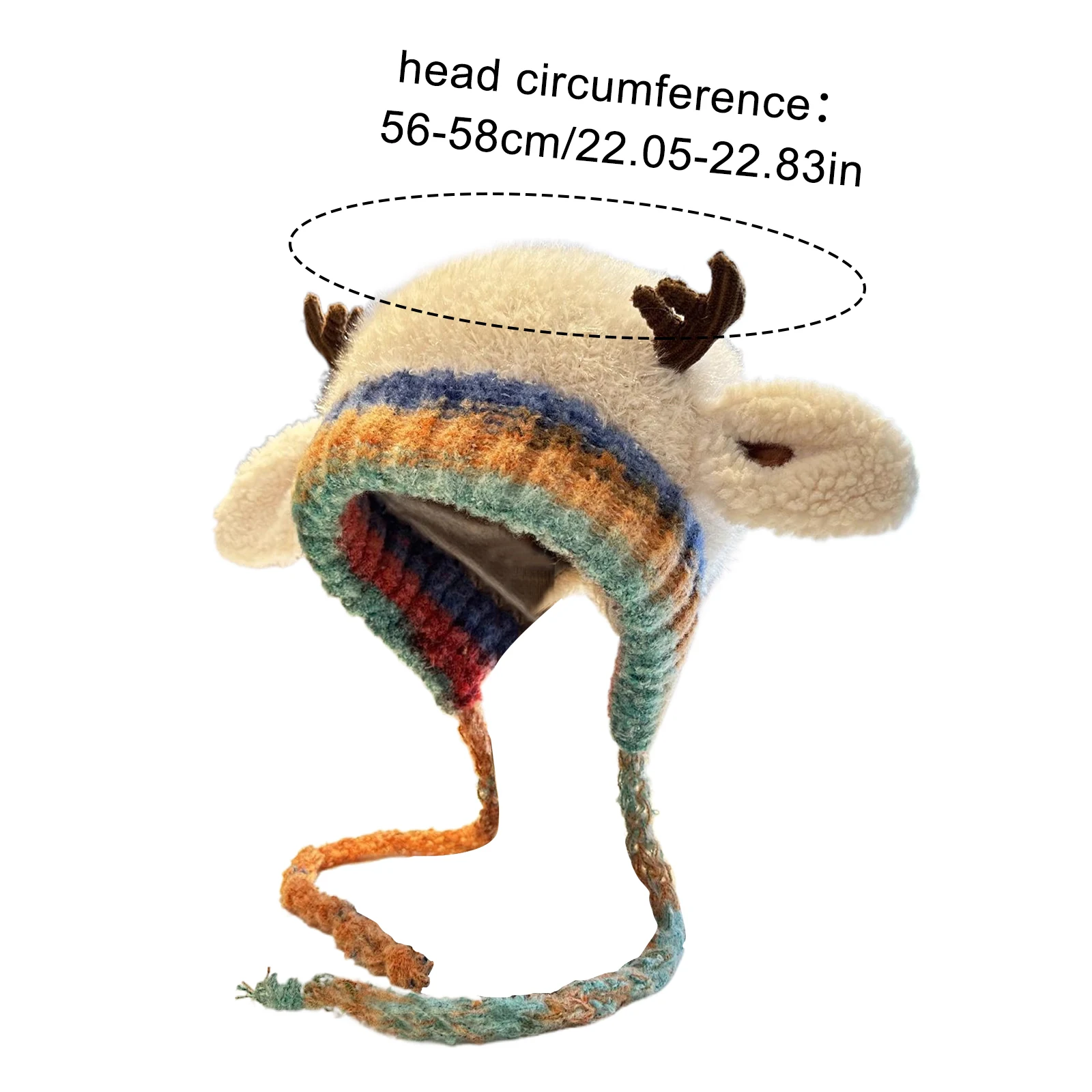 사슴 모양 보관함 2-in-1 니트 루돌프 비니 모자 플러시 따뜻한 뿔 모자 여성용 크리스마스 선물