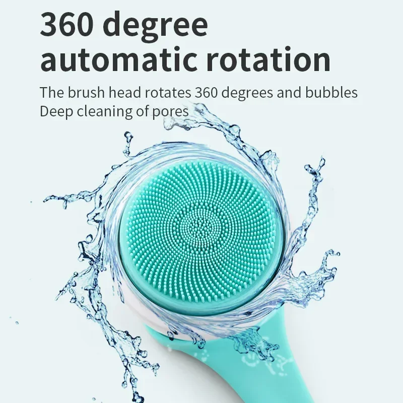 Auto Rotating Electric Waterproof Massage Shower Brush Multi-function Silicone Massage Bath Brush with 5 Large Heads Cleaning Brush