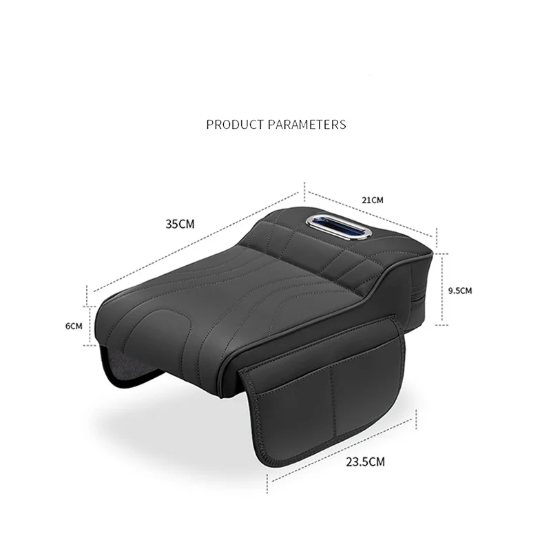 테슬라 모델 3 / Y 센터 콘솔 팔걸이 라이저 패드 ? 프리미엄 가죽 오거나이저 (내장형 티슈 홀더 및 수납 포켓 포함)
