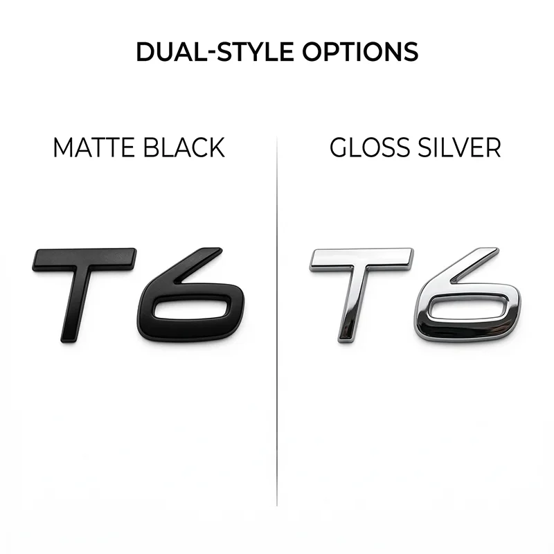 3D 메탈 T5 T6 AWD 자동차 트렁크 엠블럼 배지 레터 로고 데칼 볼보 XC60 XC90 S60 S90 블랙 크롬 액세서리 교체품