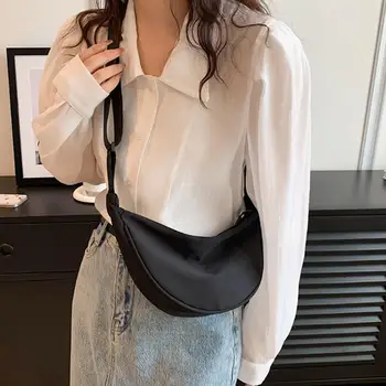 Borsa a Tracolla a Mezzaluna in Nylon per Donne, Borsetta Trendy, Borsa da Viaggio Piccola, Borsa Hobo con Tracolla Regolabile