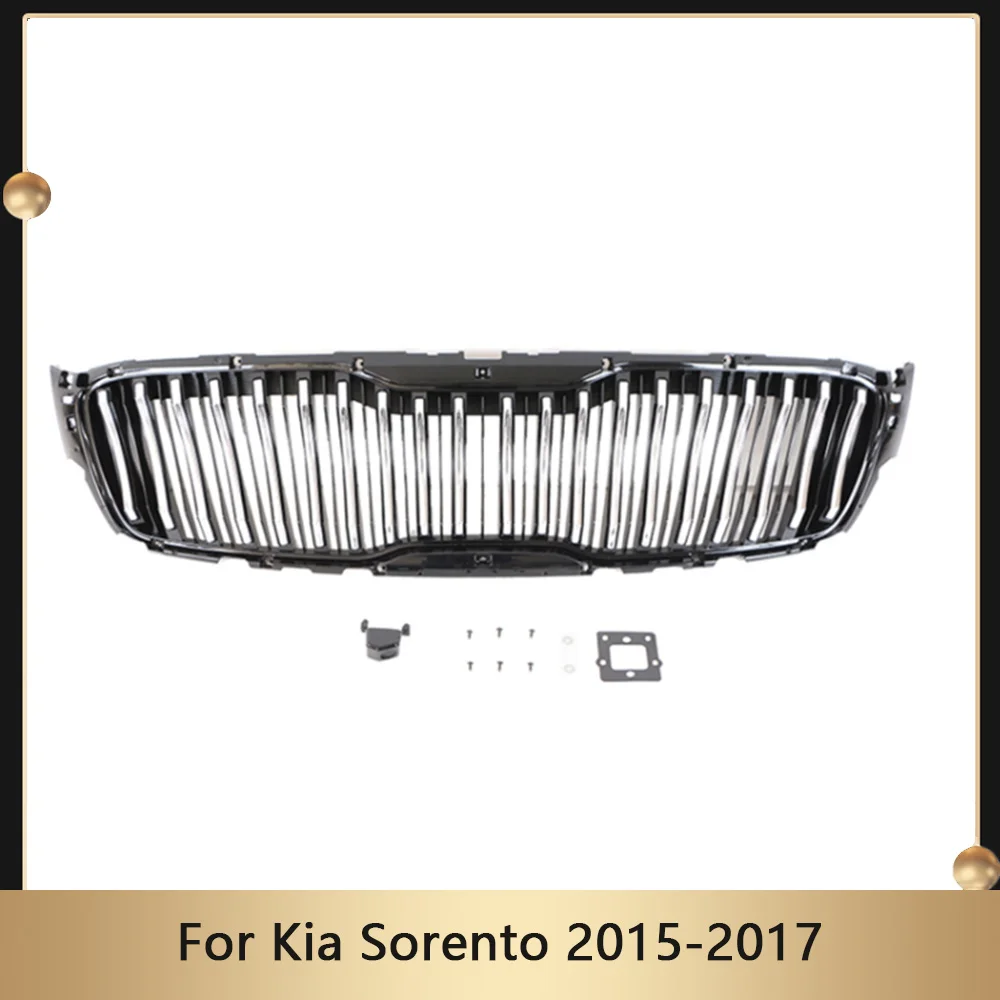 

ABS Front Bumper Cover Grid Upper Grille Trim Assembly For Kia Sorento 2015 2016 2017 Racing Grilles Radiator Grills Upper Grid