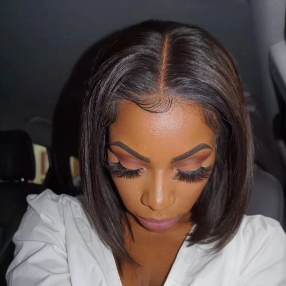 13x4 Bone Short Bob Wig Human Hair Lace Frontal HD Straight Bob Wig Human Hair Glueless Lace Frontal Bob Wigs ﻿