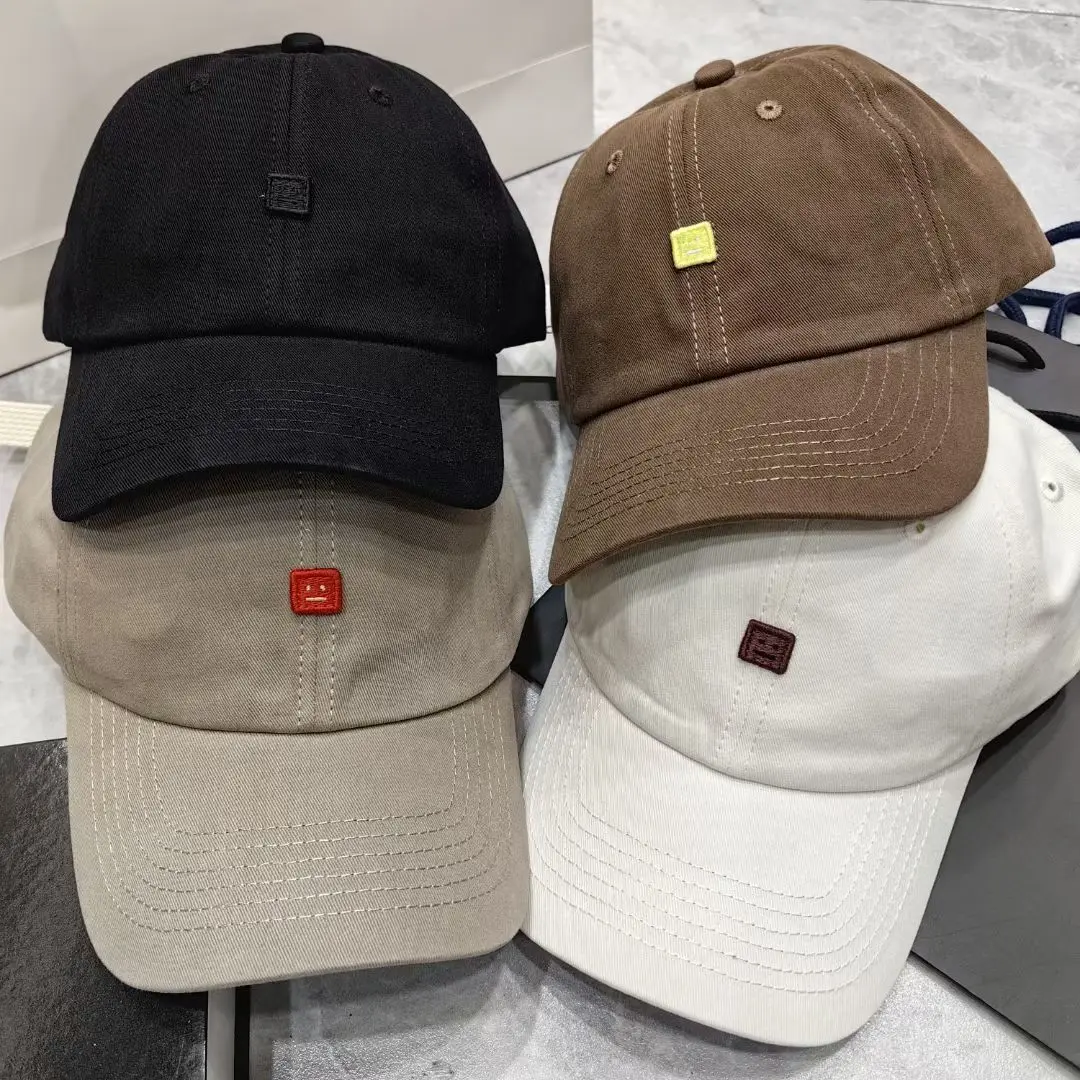 

Smiling Face Embroidery Soft Top Cotton Breathable Baseball Cap Slimming Duck Tongue Cap