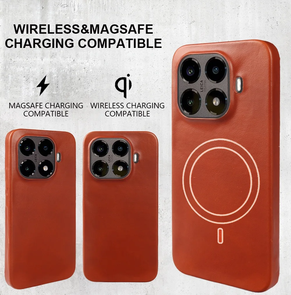 Luxury Magnetic Genuine Leather Business Oil Wax Phone Back Cover