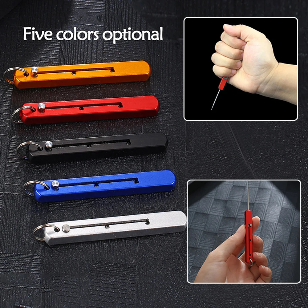 Portable EDC Retractable Toothpick Titanium Alloy Spring Push-pull Fruit Pick Keychain Pendant
