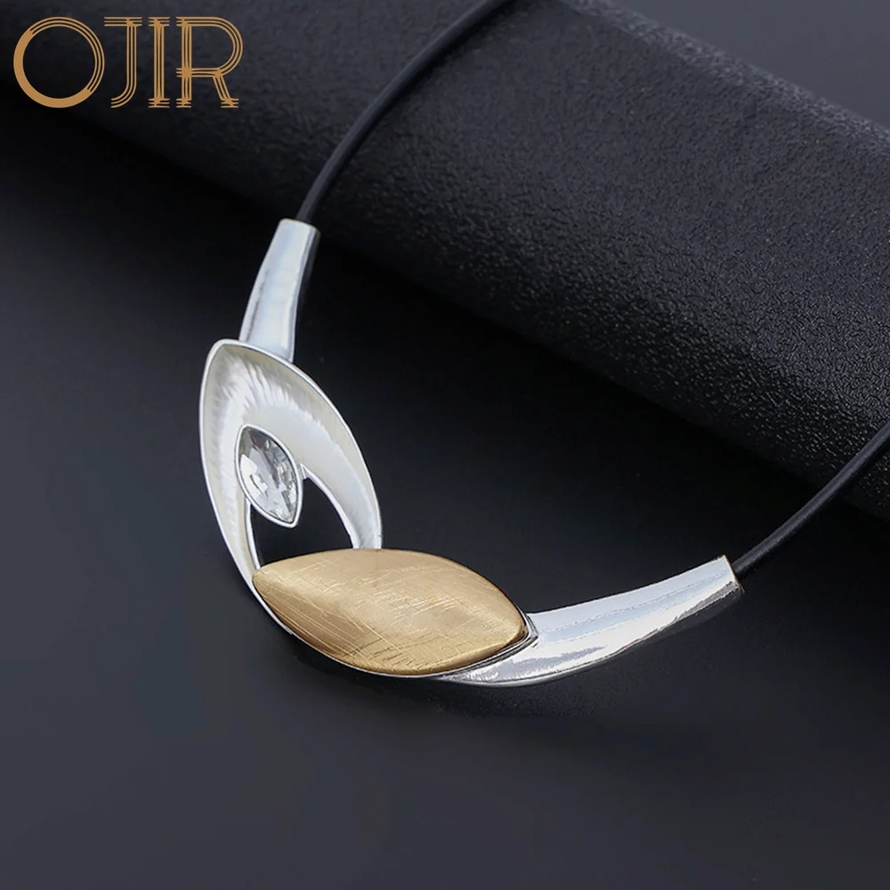 

Vintage Geometric Chokers Necklace with Crystal Bead Kpop Fashion Gold Color Silver Color New in Pendants Goth Jewelry for Women