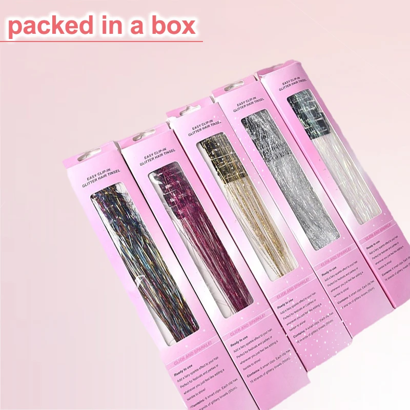 LUPU 12 piece Girls' Hair Clip Set, 20 inch Shiny Fairy Hair Clip for Hair Extensions, Parties and Holidays