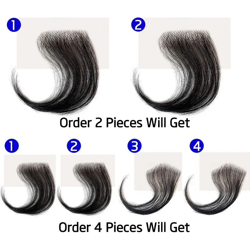 15cm Human Hair Invisible Natural Bangs Black Lace Edges Seamless Covering Forehead Hairline Patch Sideburn Edge Patch human hair bangs