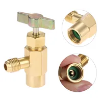 R-1234YF AC Refrigerant Can Bottle Tap Opener Valve Tool 1/4 Male+ 1/2" ACME LH Female direct Fit for R12 R22 manifold 1