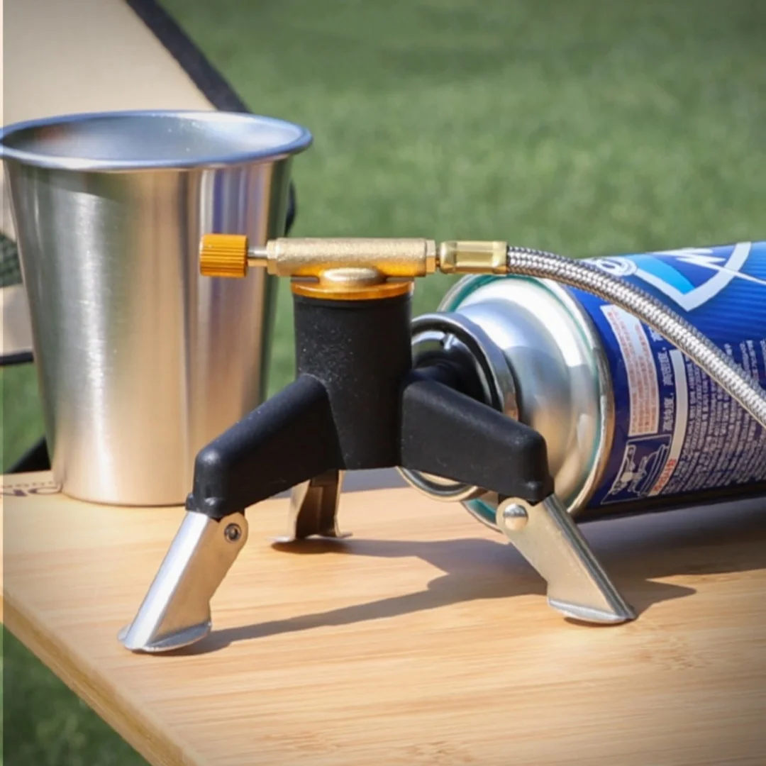 Camping Gas Stove Adapter Connector Portable Folding Tank Tripod Stand Stainless Steel Outdoor Hiking Backpacking Cooking Gear