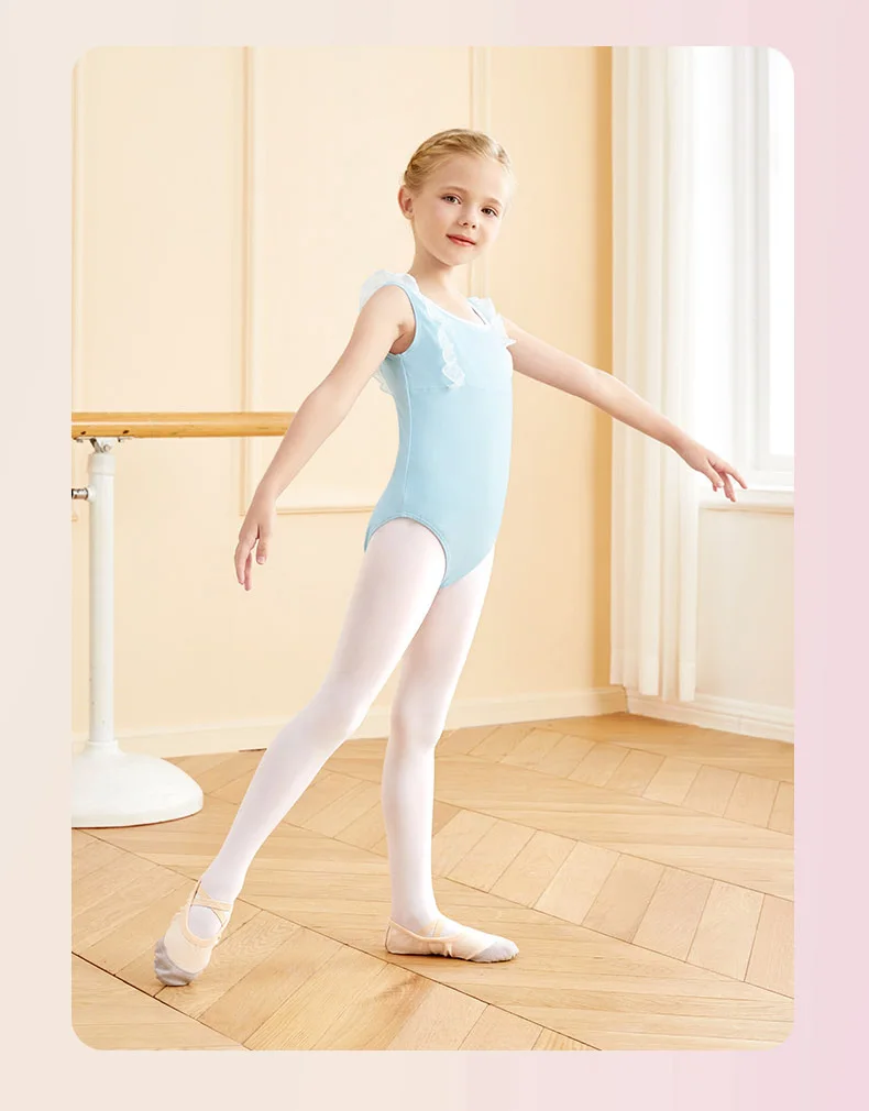 Ballett-Trikots für Mädchen, Kinder, Rüschenärmel, Tanz-Trikots, Kleinkind-Gymnastik-Trikots, Baumwolle, Ballett-Tanz-Bodys – Detail 11