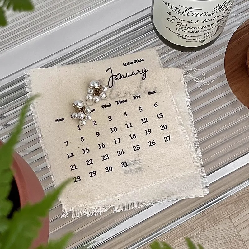 Wall Calendar Cotton Cloth Decorative English Calendar Retro Style Office Living Room Home Decor for Popular Posing Prop wall calendar paper wall calendar
