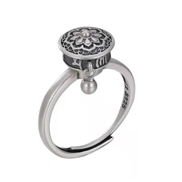 Copper Lotus Seat Rotation Anti Stress Rings Adjustable Opening Jewelry Anxiety Ring for Women Jewelry Design Rings 2