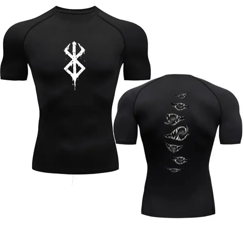 

2024 Stylish Street Handsome Men's Fitness T-shirt Anime Berserk Guts Japanese Anime 3D Printed Breathable Quick Drying Top