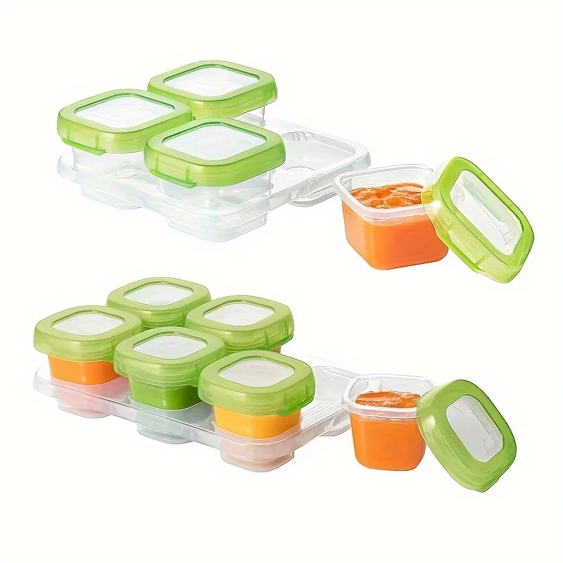 6pcs Food Grade PP Material Baby Food Puree Containers Portable Mini ...