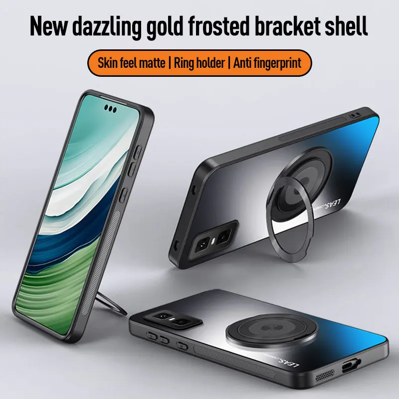 Magnetic Holder Case - Matte Skin-Feel with Lens Protection, Hard Back Cover