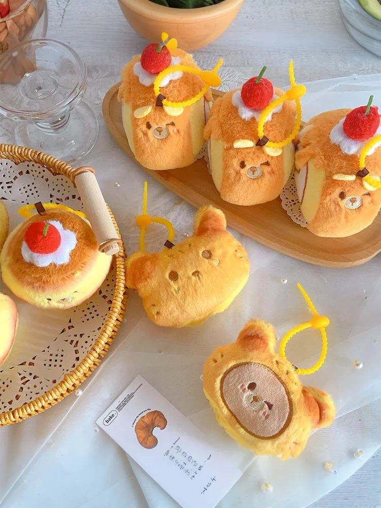 Backen Kuchen Plüsch Spielzeug Schlüsselbund Cartoon Pudding Weiche Angefüllte Puppe Anhänger Auto Schlüssel Ring Rucksack Tasche Decor Kind Geschenk – Detail 8