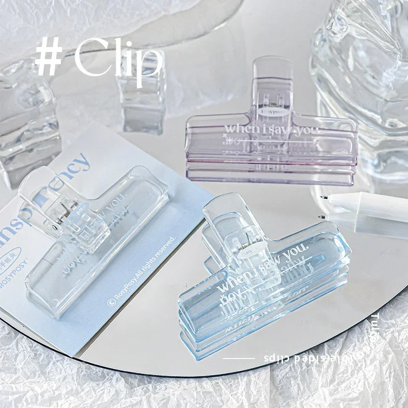 투명 아크릴 메모 노트 티켓홀더 스낵 클립, 투명 파일 클립, 종이 클립 클램프 정리함, 사무실 학교 용품, 1 개