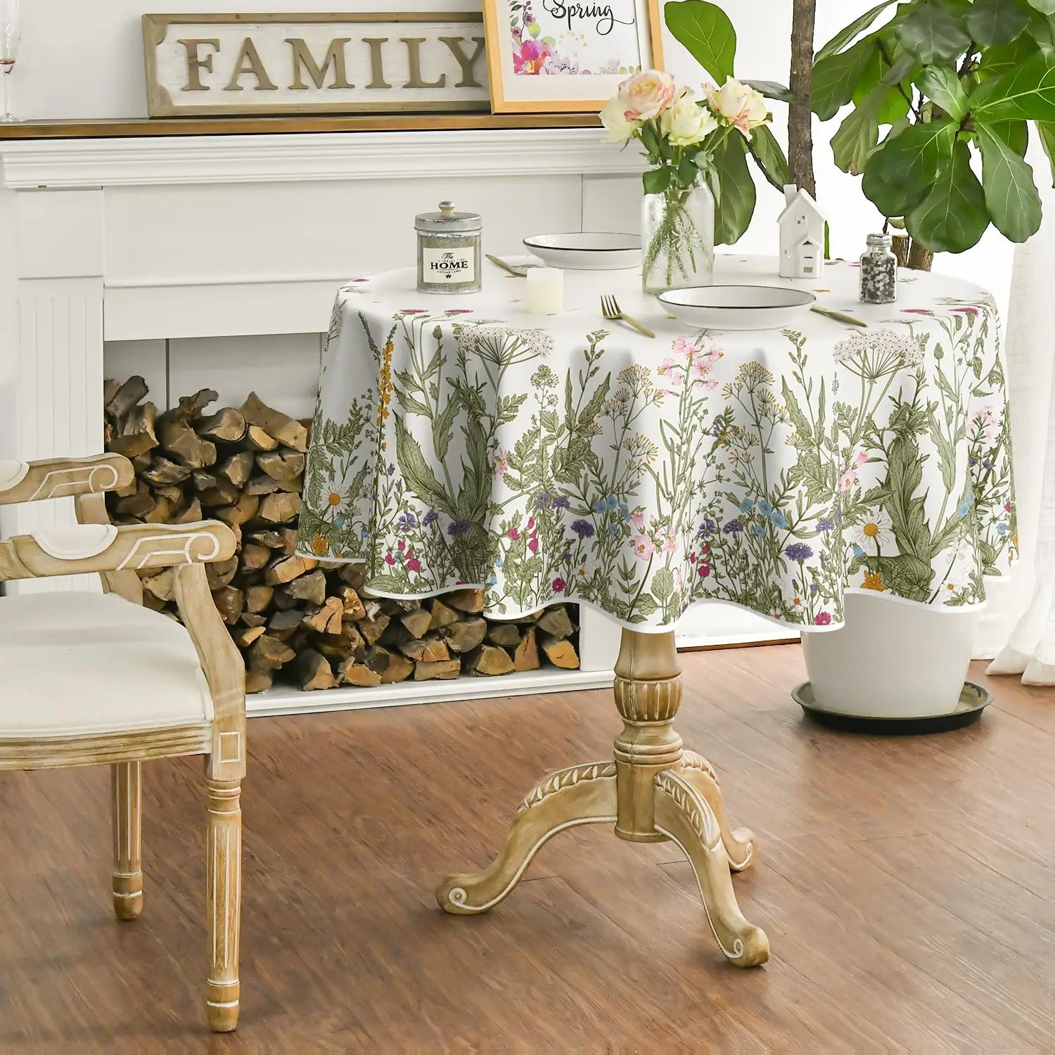 

Small Fresh Wildflower Flowers Home Kitchen Living Room Room Round Dust-proof Tablecloth Outdoor Picnic Decoration Accessories