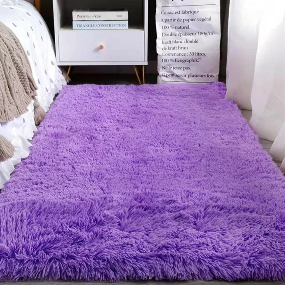 Silk Plush Carpet Tie Dye Gradient Living Room Coffee Table Mat Bedroom Bedside Solid Color