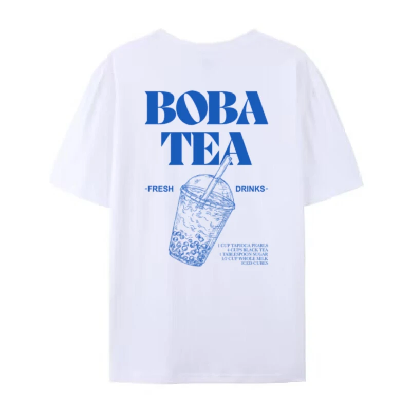 Description Picture 5 of itemWomen Retro Aesthetic Back Print Boba Tea T-Shirt Cute Bubble Tea Graphic Tees Foodie T Shirt Unisex Loose Vintage Fashion Tops