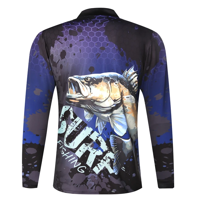 Faisox UPF50+ Lure Fishing Jersey, Ice Silk Half Stand Collar Long