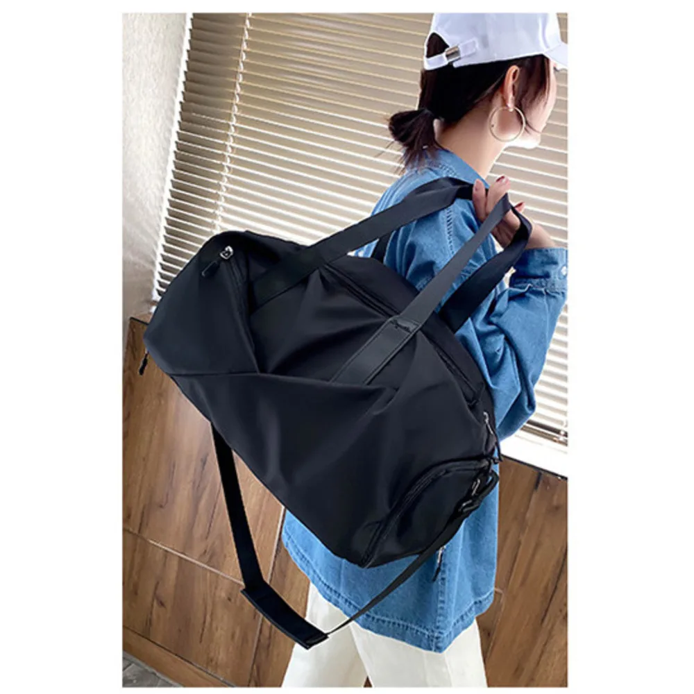 Scomparto per scarpe indipendente stampato da donna fitness, borsa da nuoto con separazione asciutto e bagnato per yoga, borsa da viaggio impermeabile_voghion.com