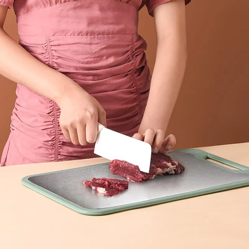 Cutting Board 1pc Two Sides Of Stainless Steel and Plastic Dual-purpose Multifunctional Cut Vegetables and Meat Chopping Board