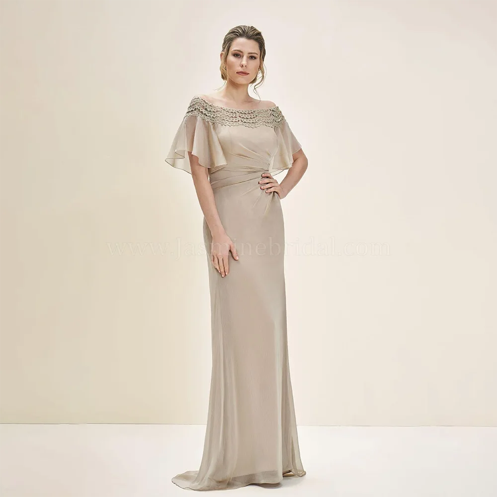 

2024 Mother of the Bride Dresses Wedding Guest Dress Jasmine Mother of the Groom Dresses Champagne Chiffon Evening Gowns