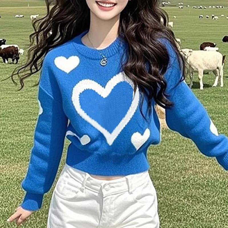 Description Picture 6 of itemLove Color Collision Knitted Sweater For Women 2025 New Fashion Spring Autumn Korean Casual Bottoming Shirt Knitwear Pullover