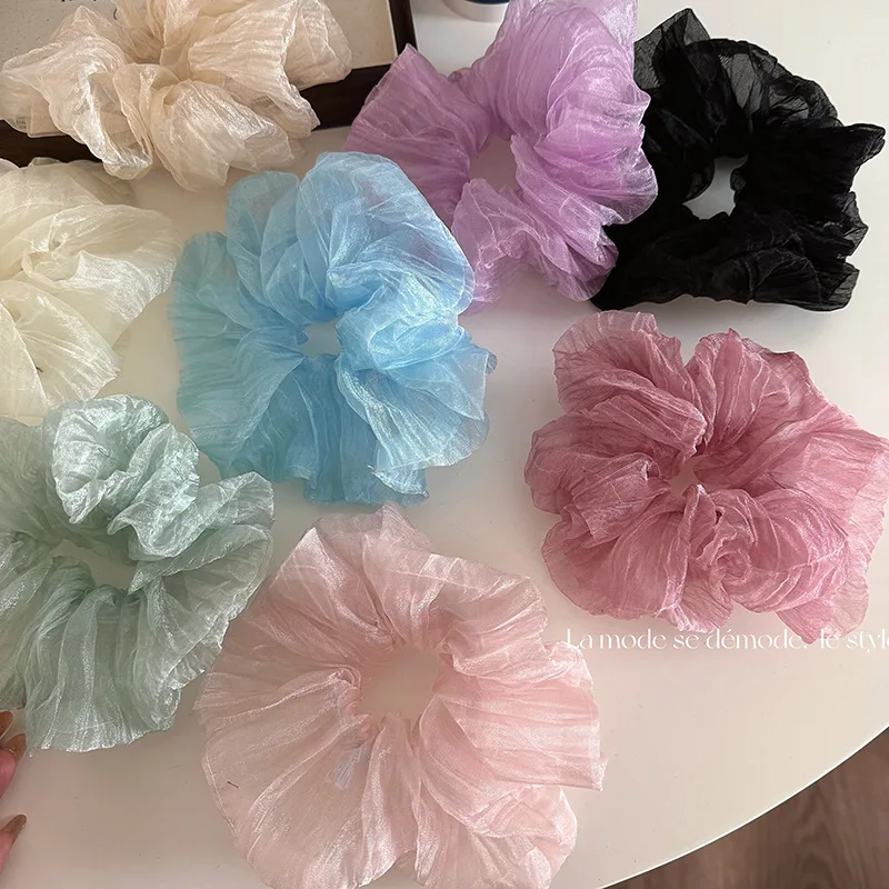 

New Yarn Scrunchies Large Size Hair Tie Solid Color Elastic Hair Band Rubber Bands Hair Accessories for Women