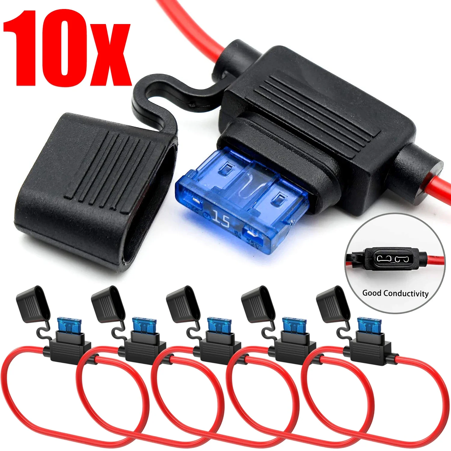 12V 30A Insert In Line Car Mini Blade Adapter Fuse Holder Splash-proof For Sockets Wire Cutoff Switch Damp Proof Splash 5/10Pcs fuse holder fuse box holder
