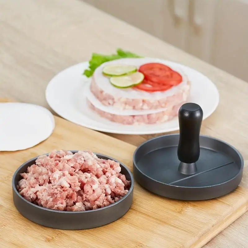 Burger Press Non-Stick Meat Patty Hamburger Maker for Making Stuffed Pocket Burgers for BBQ Grill With 100 Wax Paper