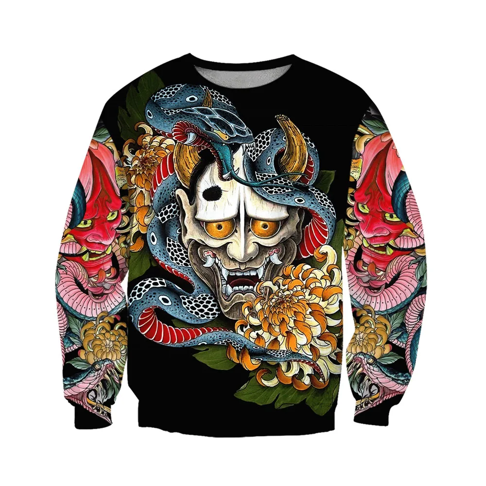 

HX Fashion Men Sweatshirt Japanese Samurai 3D Graphics Pullovers Casual Sportswear harajuku Streetwears Dropshipping