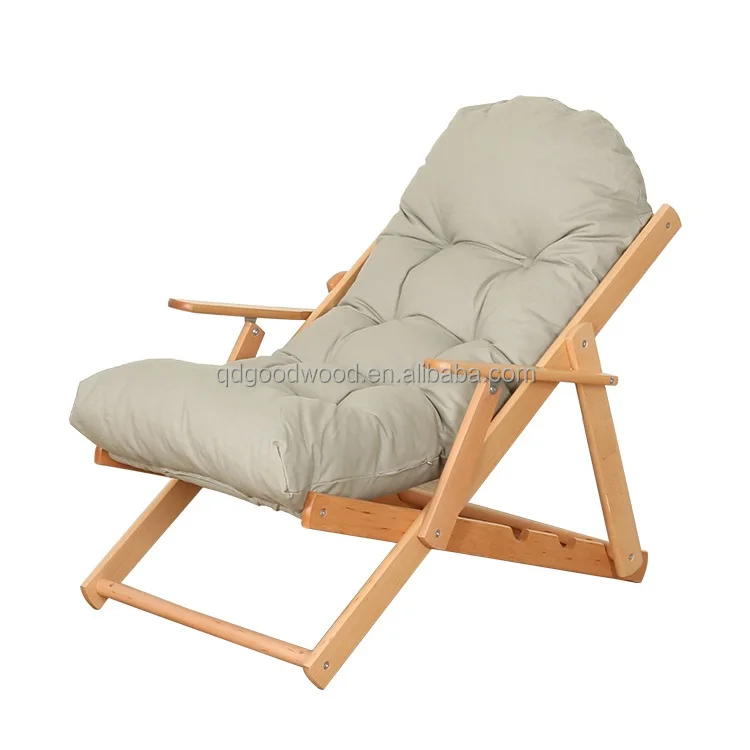 wooden deck chair solid wood material E0 glue deck chair 3 level height adjustment fold lazy  chair