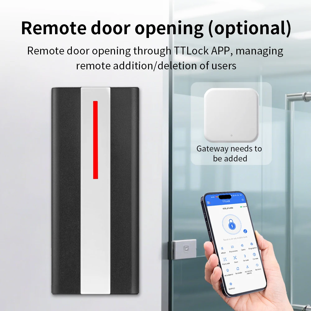블루투스 IP67 방수 NFC 다기능 출입 통제 장치 TTLOCK 지원 Wiegand 13.56MHz 카드 리더기 높은 보안성