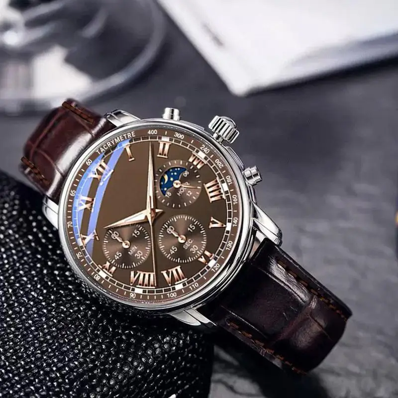Classic Waterproof Leather Sports Watch for Men