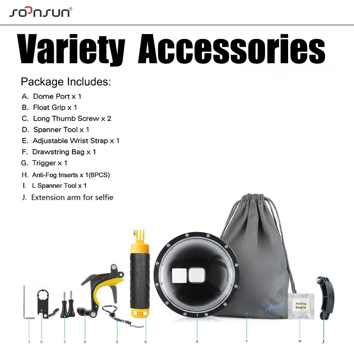 Dome Port Per GoPro Hero 9-12 - Custodia Impermeabile 30m Con Galleggiante E Grip, Per Video Subacquei - Foto 3