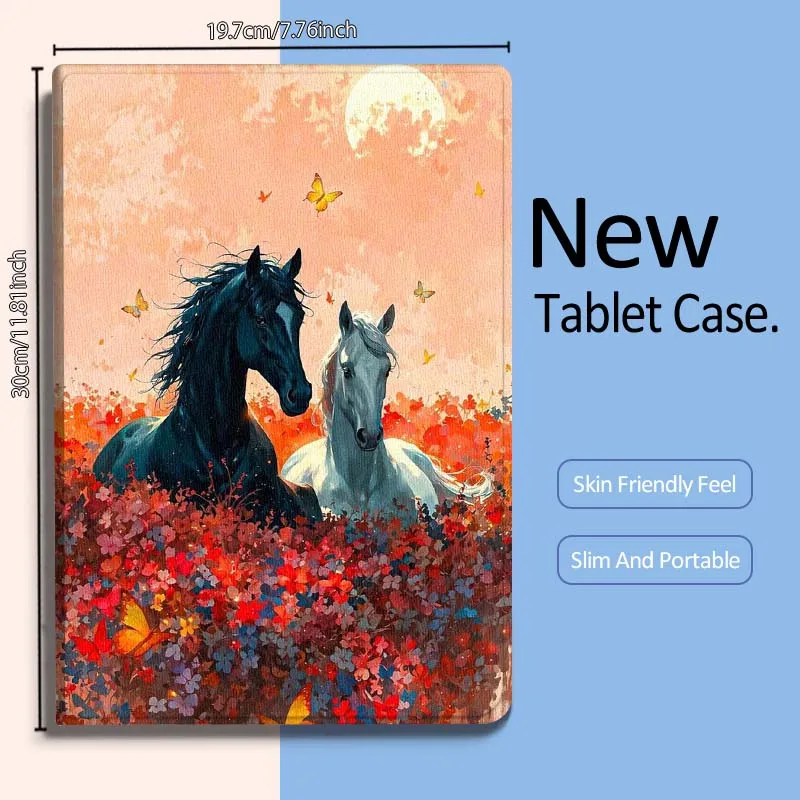 Artistic Horse-Themed Soft Tablet Case - Universal Fit