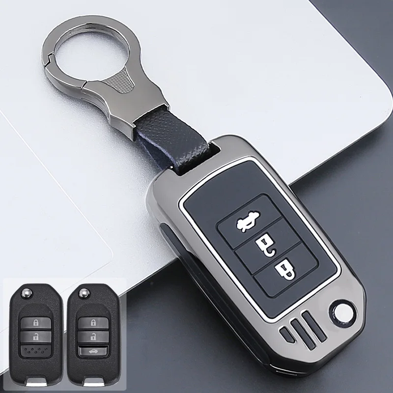 

Zinc Alloy + Silicone Car Key Case for Honda Civic 8th gen HRV CRV XRV CR-V Crider Odyssey Pilot Accord 2 3 Buttons Flip Remote